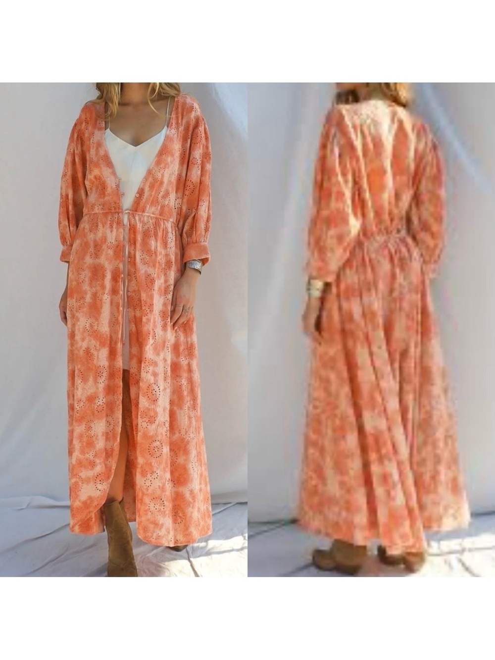 Jen’s Pirate Booty Ashbury Swirl Maiden Robe Eyelet Apricot Dress Kimono Duster